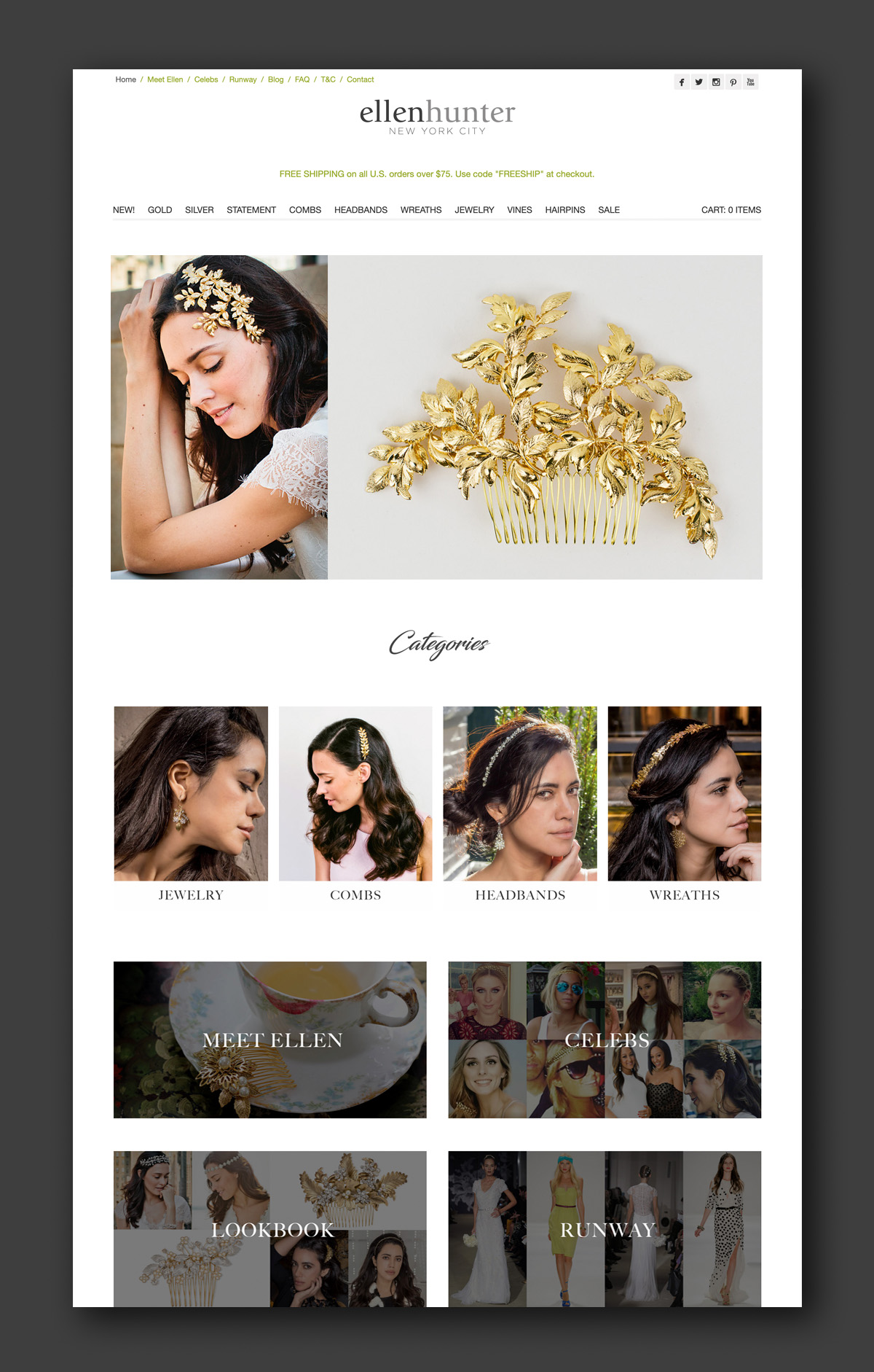 Web Design, Logo & Brand Development and Professional Photography for Jewelry Designers - Ellen Hunter NYC - Palm Island Creative