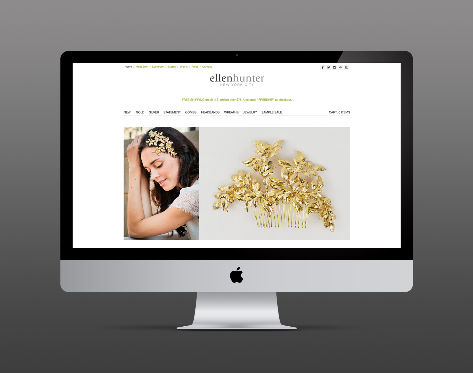 Web Design, Logo & Brand Development and Professional Photography for Jewelry Designers - Ellen Hunter NYC - Palm Island Creative